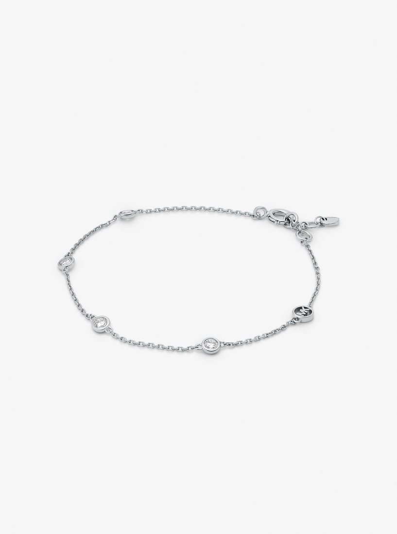 Michael Kors Precious Metal-Plated Sterling Silver Cubic Zirconia Bracelet Armbänder Damen Silber | WXQSHY264