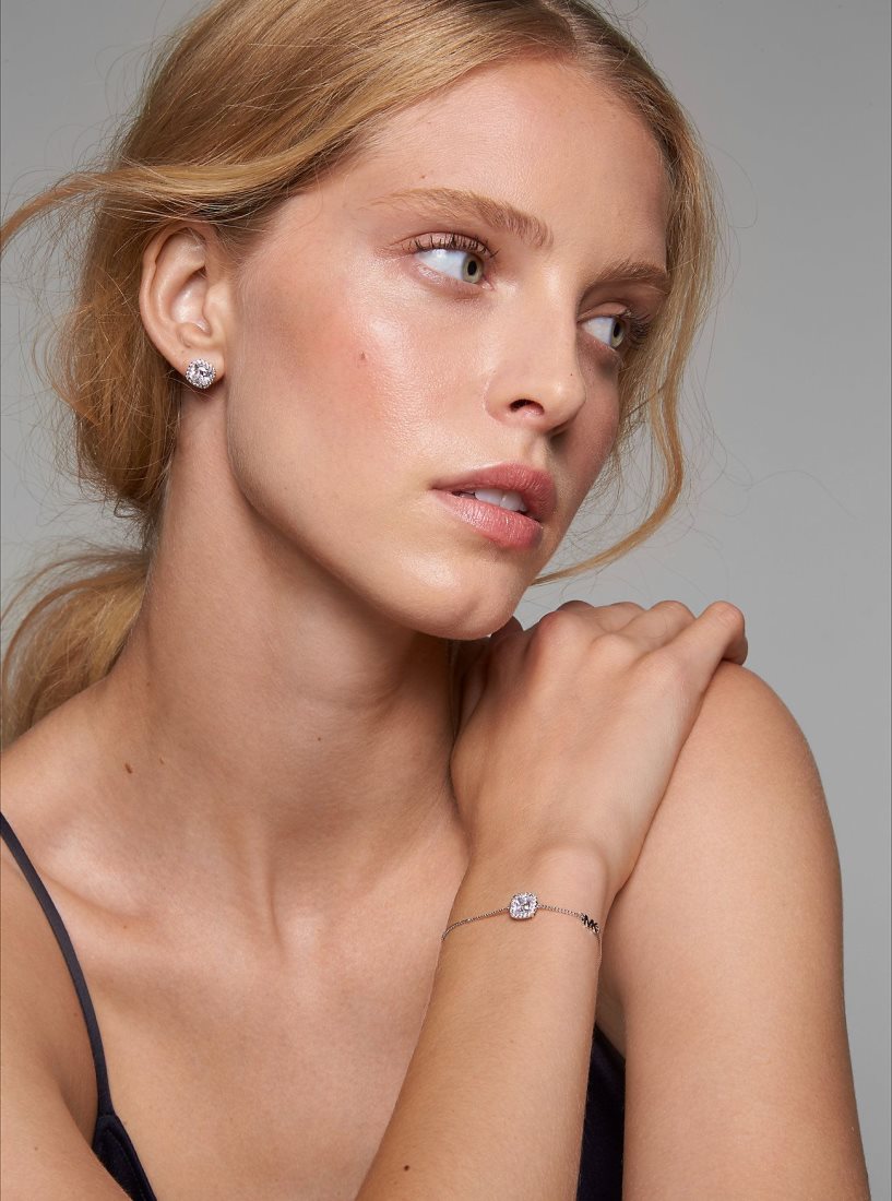 Michael Kors Precious Metal-Plated Sterling Silver Pave Stud Earrings Ohrringe Damen Silber | CQBYDK719
