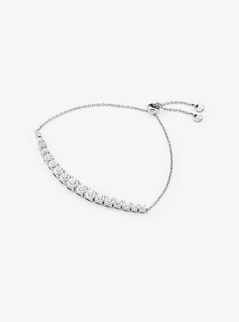 Michael Kors Precious Metal-Plated Sterling Silver Cubic Zirconia Slider Bracelet Armbänder Damen Silber | ANKVEM317