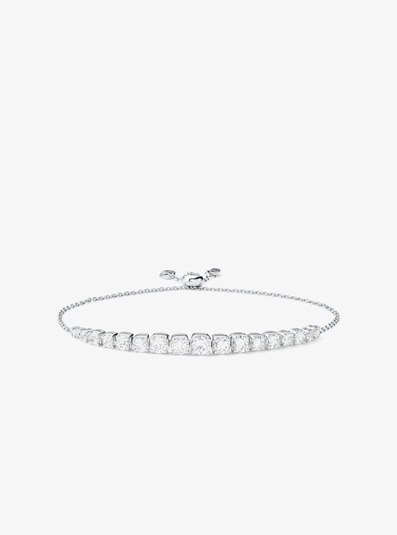Michael Kors Precious Metal-Plated Sterling Silver Cubic Zirconia Slider Bracelet Armbänder Damen Silber | ANKVEM317