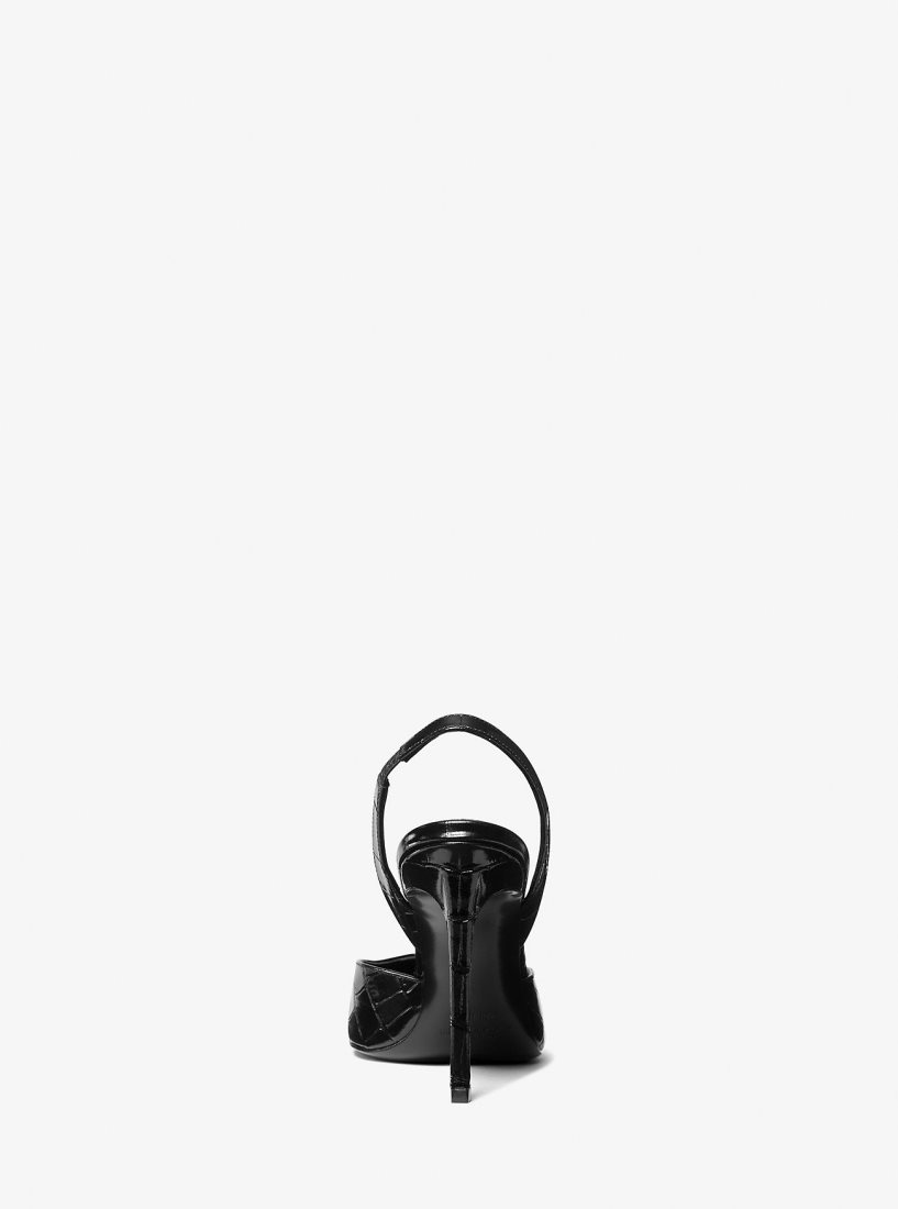 Michael Kors Presley Crocodile Embossed Leather Pump Hohe Schuhe Damen Schwarz | KIUWHR460
