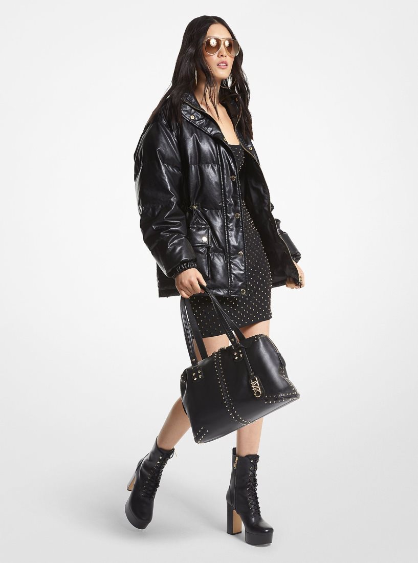 Michael Kors Quilted Coated Puffer Jacket Jacken Damen Schwarz | FDNRSV691