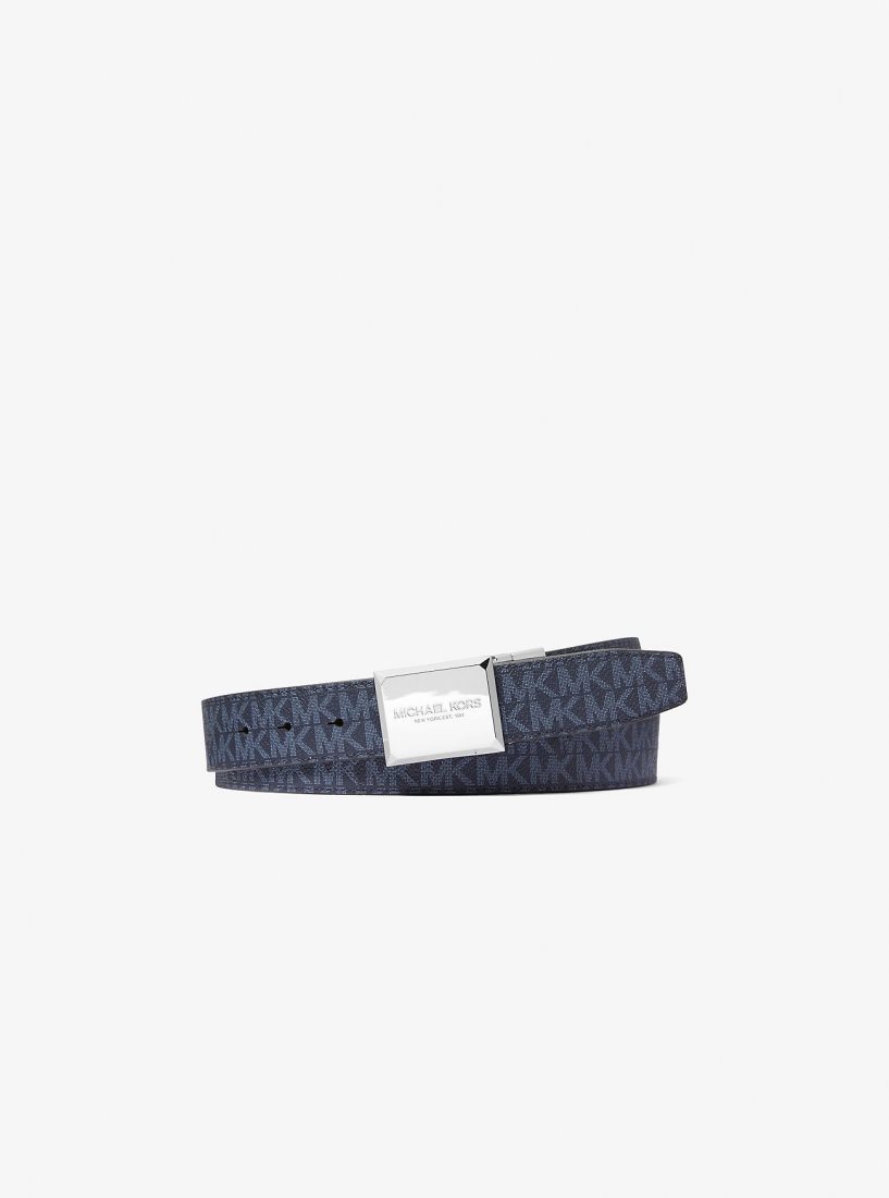 Michael Kors Reversible Logo and Leather Belt Gürtel Herren Admrl/Plblue | JFLHRK480