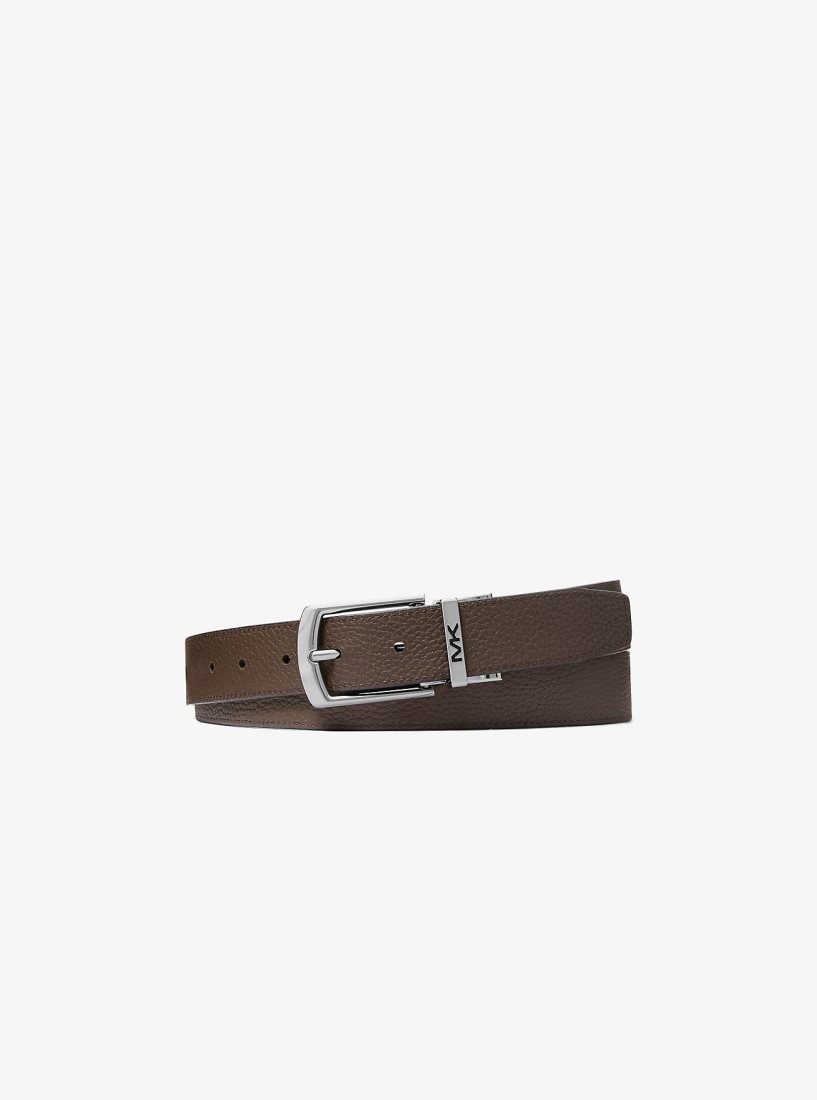 Michael Kors Reversible Pebbled Leather Belt Gürtel Herren Schwarz | FAWDPC974