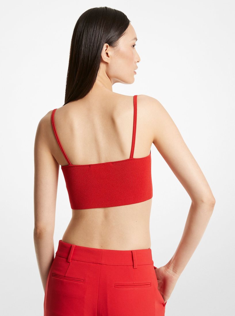 Michael Kors Ribbed Stretch Knit Cropped Tank Top T-shirts Damen Rot | WNXIFG467