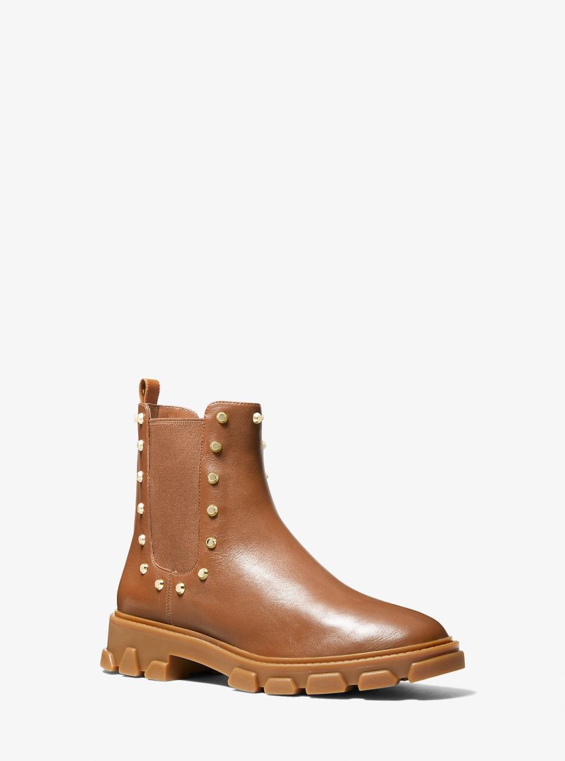 Michael Kors Ridley Astor Stud Leather Boot Stiefel Damen Luggage | DECUGK805