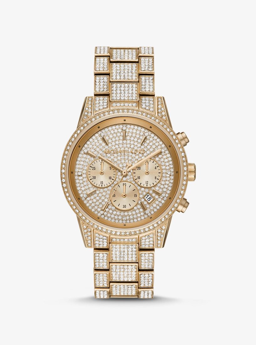 Michael Kors Ritz Pave Gold-Tone Watch Gold-tone Damen Gold | CISEVG126