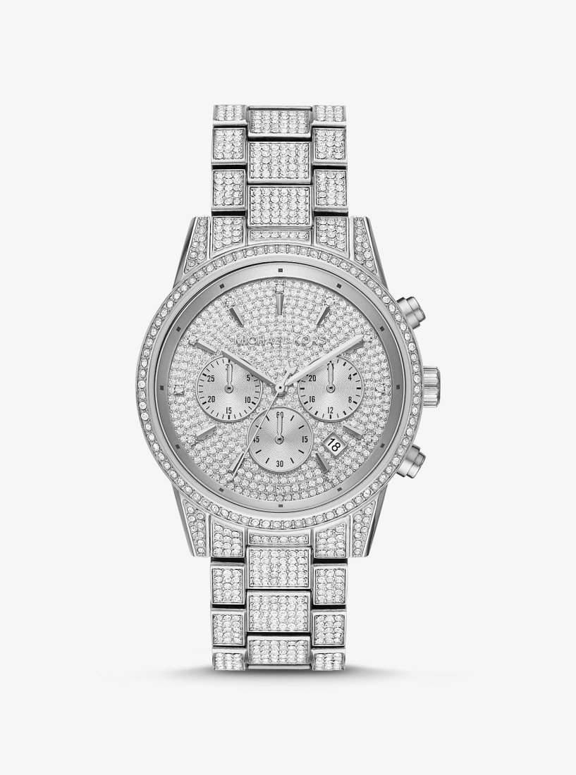 Michael Kors Ritz Pave Silver-Tone Watch Silver-tone Damen Silber | KXZTBE629
