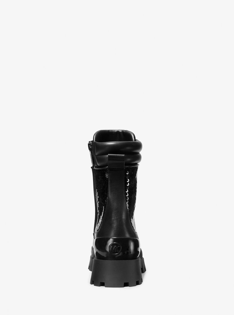 Michael Kors Rowan Embellished Leather Lace-Up Boot Stiefeletten Damen Schwarz | FYPTWM624