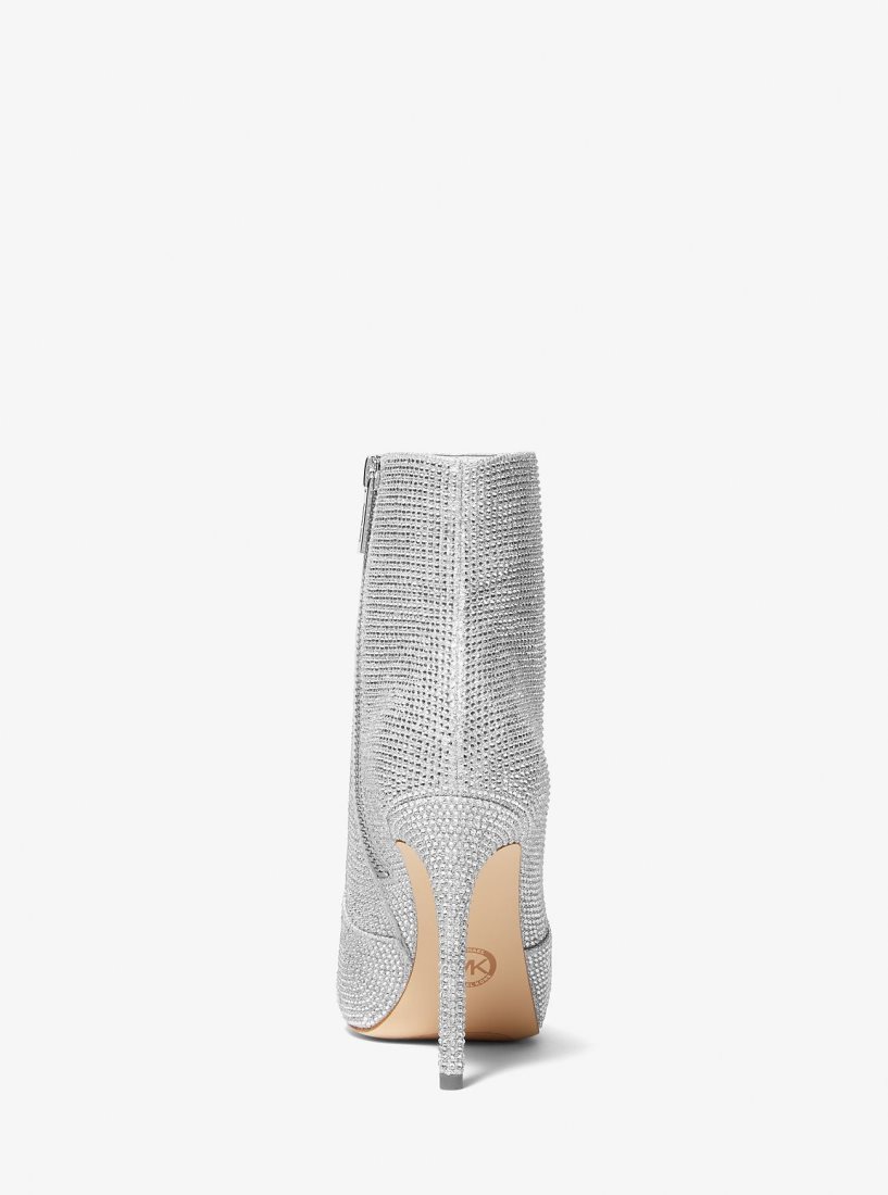 Michael Kors Rue Embellished Glitter Chain-Mesh Ankle Boot Stiefel Damen Silber | VYDQSZ216