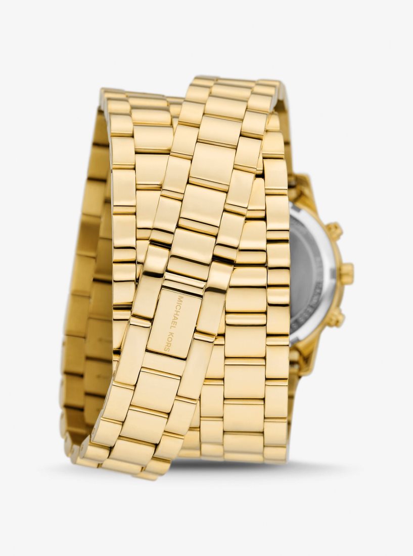 Michael Kors Runway 18K Gold-Plated Stainless Steel Triple Wrap Watch Stainless Damen Gold | TGZWYJ138