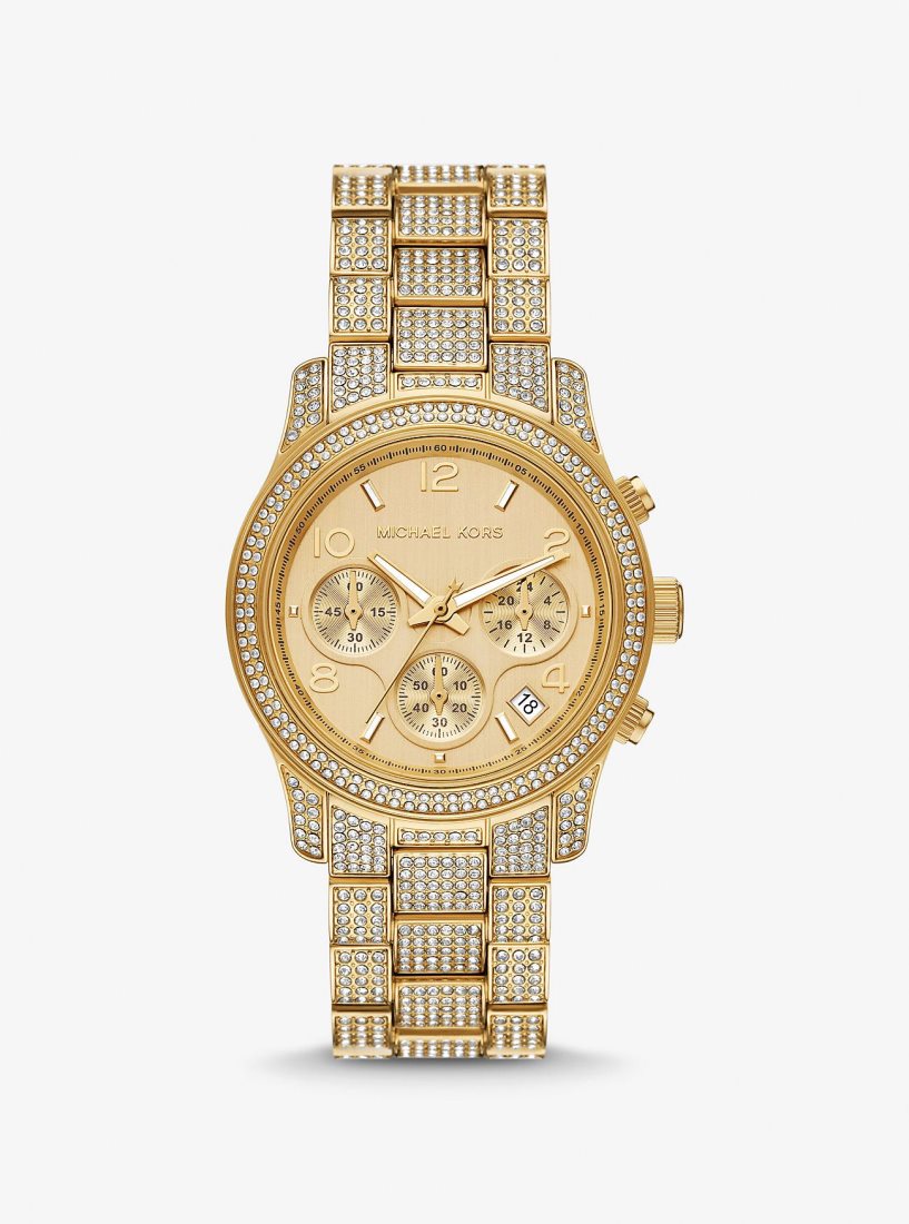 Michael Kors Runway Pave Gold-Tone Watch Gold-tone Damen Gold | ZKJRQS635
