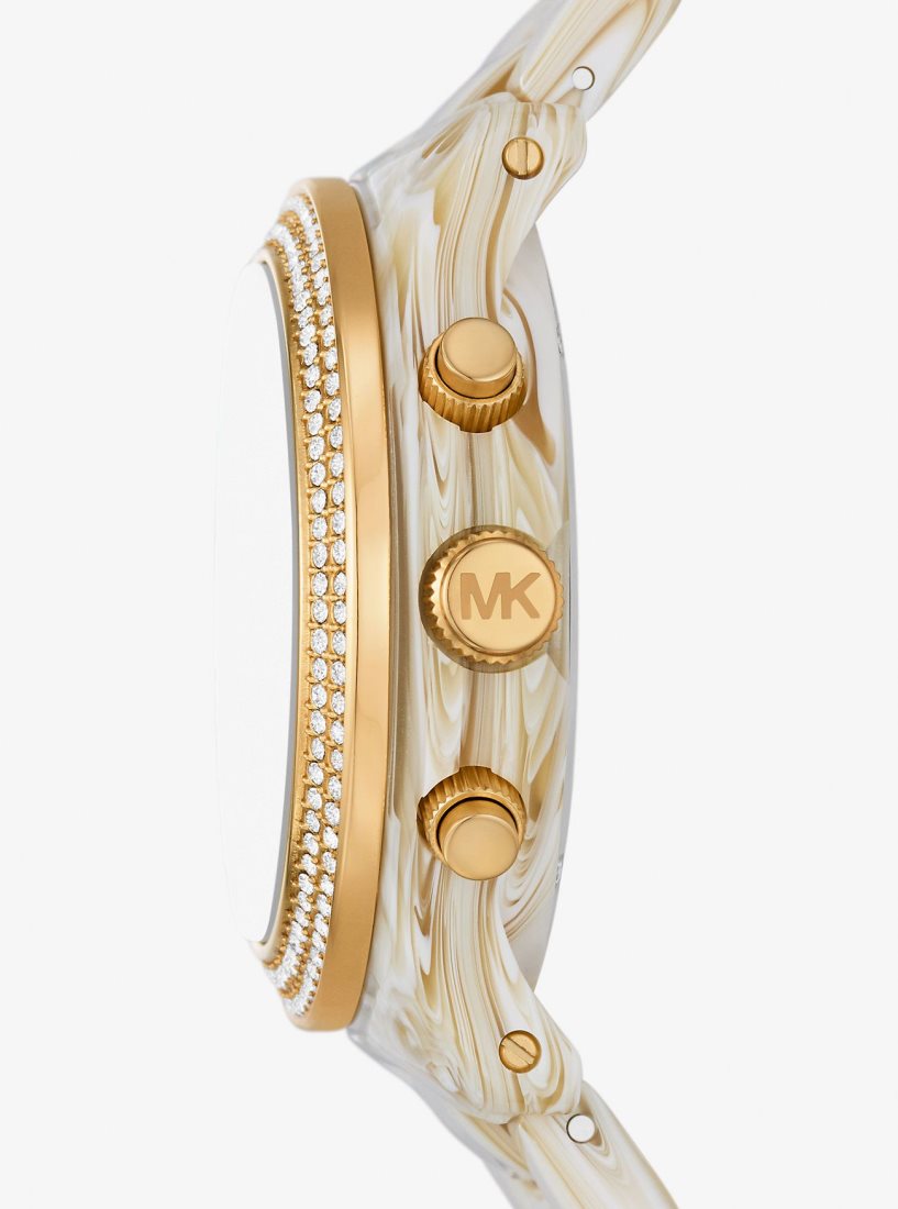 Michael Kors Runway Pave Gold-Tone and Acetate Watch Gold-tone Damen Alabaster | UJZRTB613