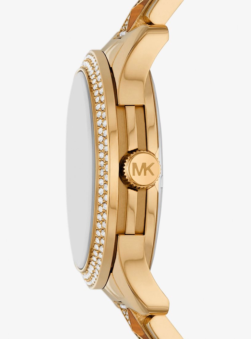 Michael Kors Runway Pave Gold-Tone and Tiger's Eye Watch Gold-tone Damen Gold | ZJLUMY705