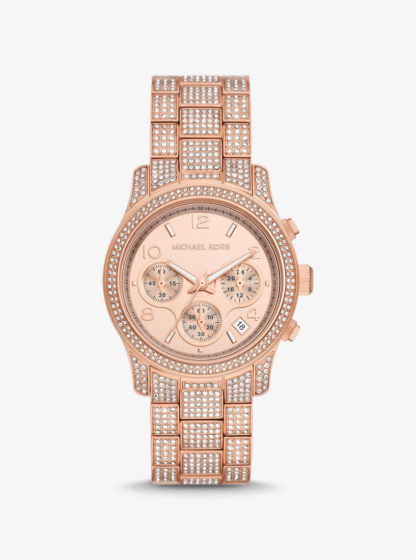 Michael Kors Runway Pave Rose Gold-Tone Watch Gold-tone Damen Rosa Gold | KBGYUZ573