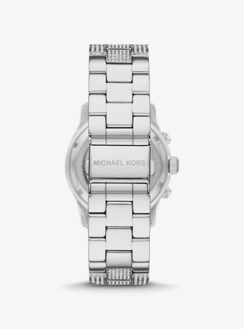 Michael Kors Runway Pave Silver-Tone Watch Silver-tone Damen Silber | GNACFQ250