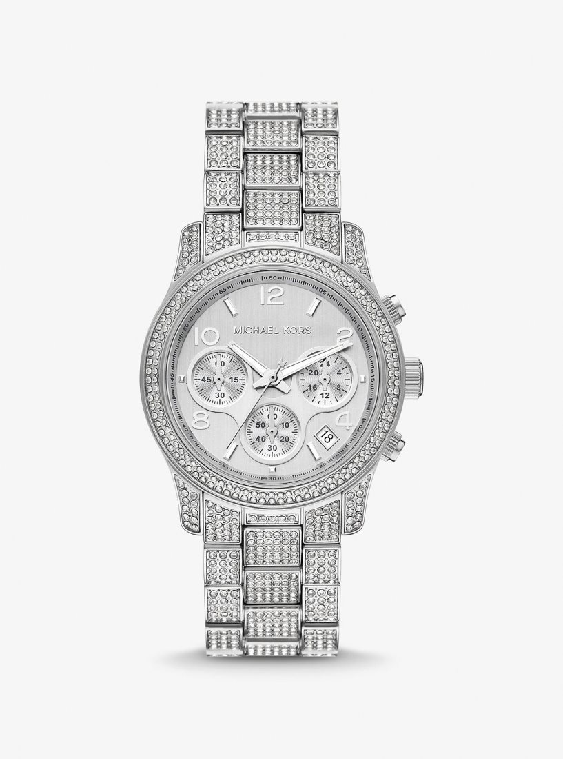 Michael Kors Runway Pave Silver-Tone Watch Silver-tone Damen Silber | GNACFQ250