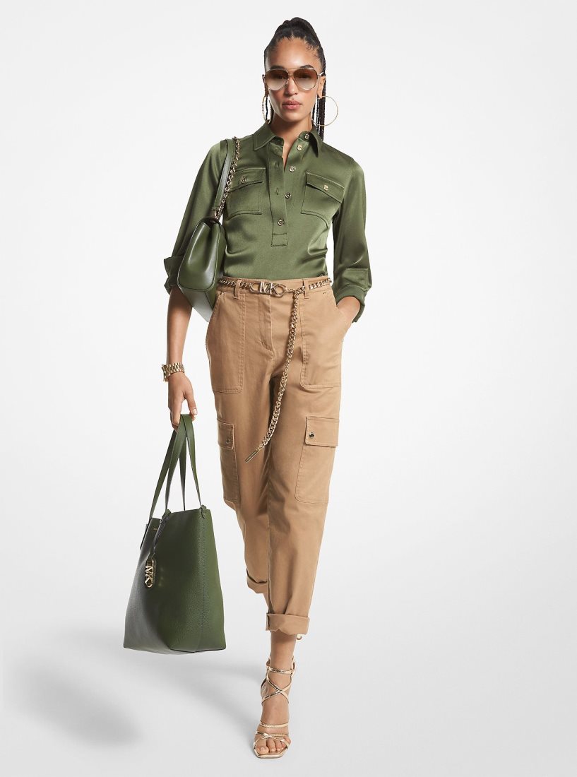 Michael Kors Satin Shirt Oberteile Damen Jade | RZGYIF473