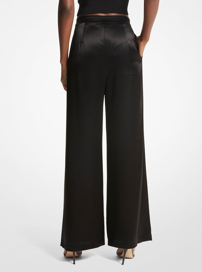 Michael Kors Satin Wide-Leg Pants Hose Damen Schwarz | AGXQZN120