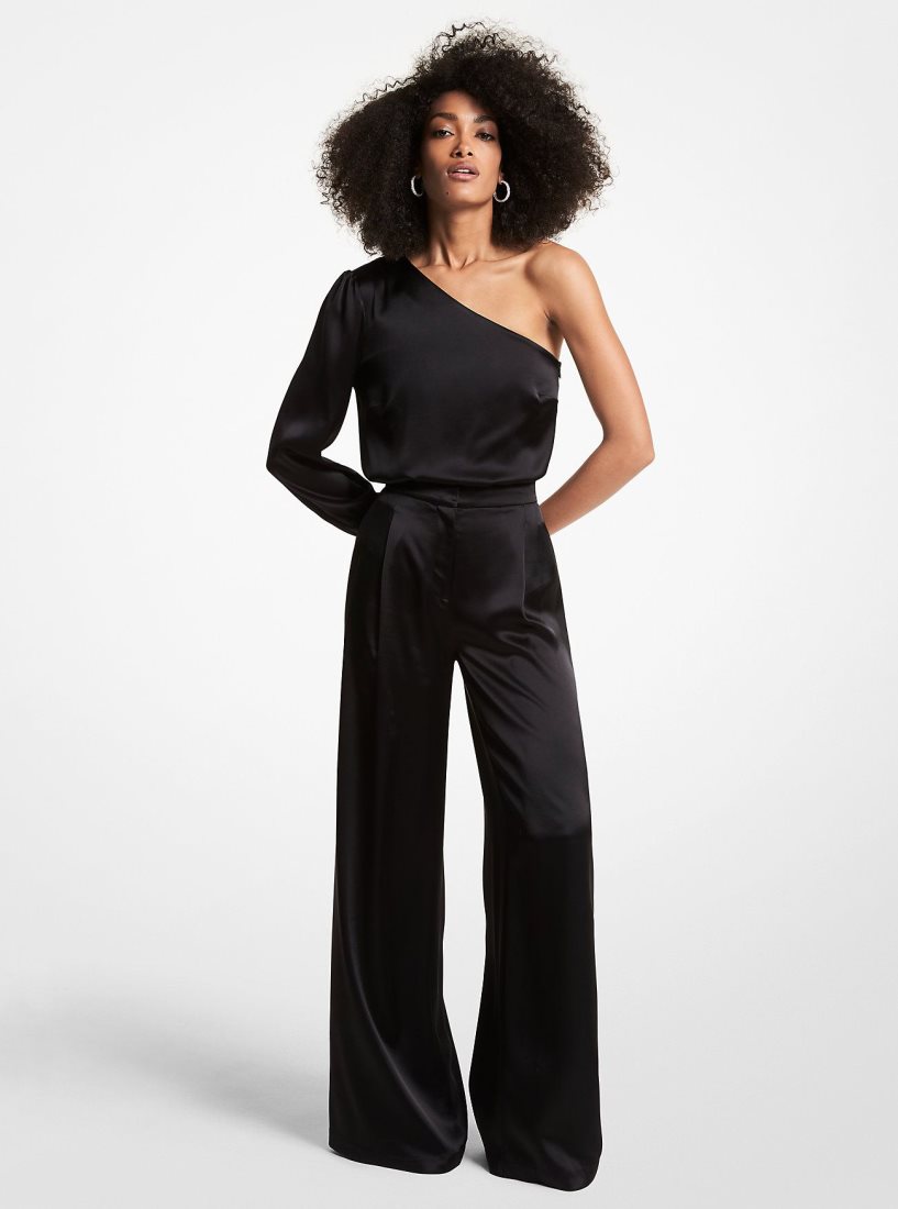 Michael Kors Satin Wide-Leg Pants Hose Damen Schwarz | AGXQZN120