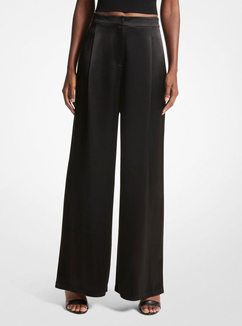 Michael Kors Satin Wide-Leg Pants Hose Damen Schwarz | AGXQZN120