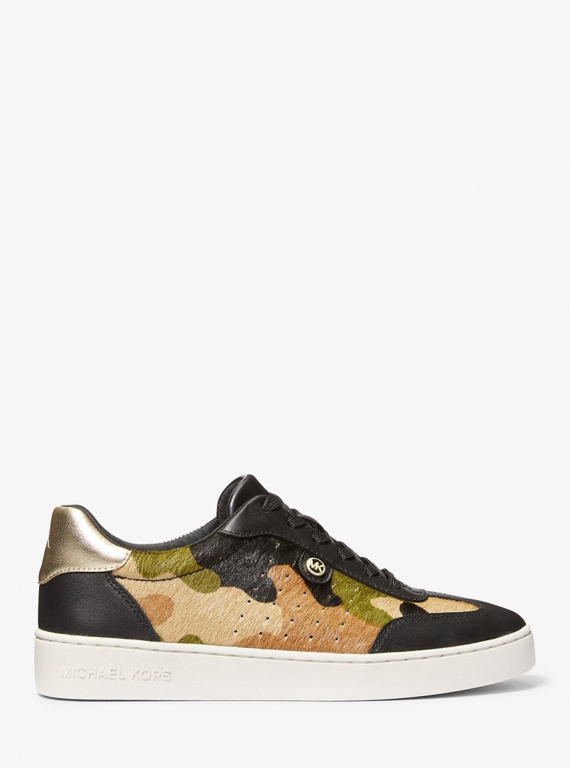Michael Kors Scotty Camouflage Print Calf Hair Sneaker Sneakers Damen Olivgrün Mehrfarbig | BJMPAW205
