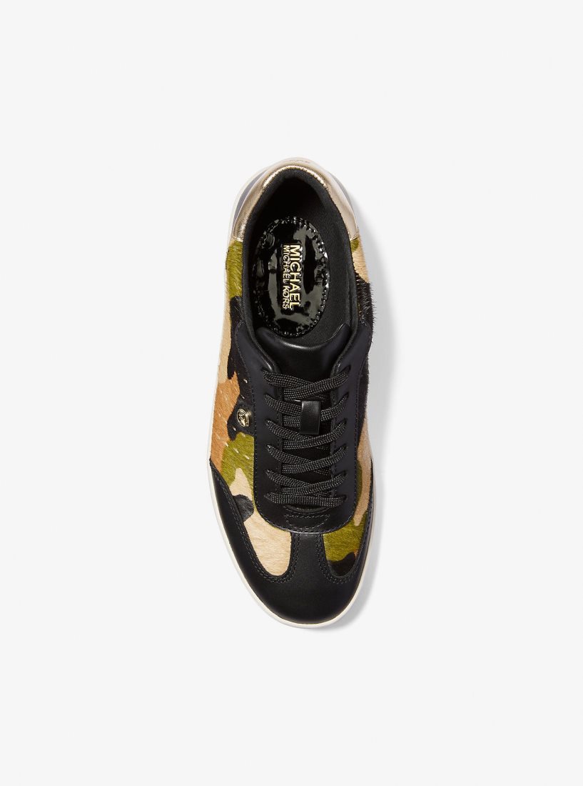 Michael Kors Scotty Camouflage Print Calf Hair Sneaker Sneakers Damen Olivgrün Mehrfarbig | BJMPAW205