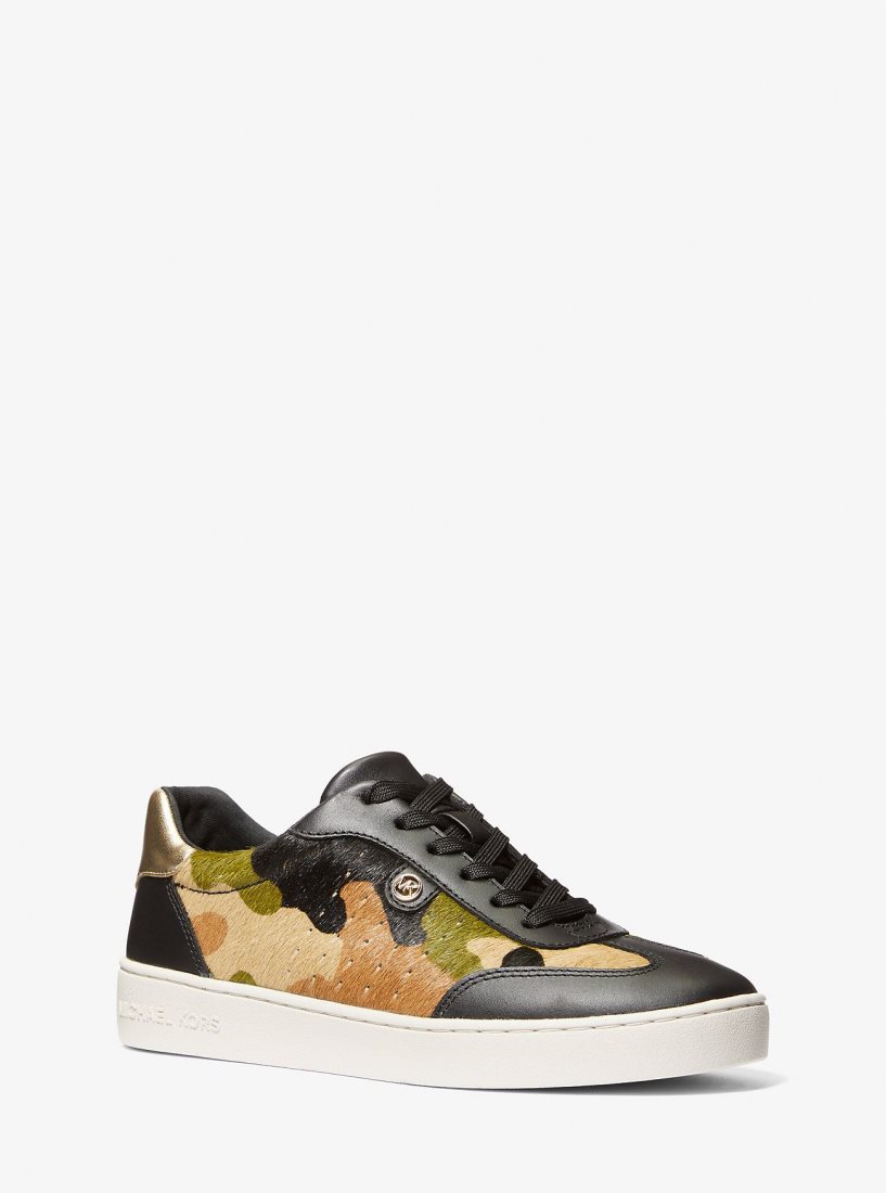 Michael Kors Scotty Camouflage Print Calf Hair Sneaker Sneakers Damen Olivgrün Mehrfarbig | BJMPAW205