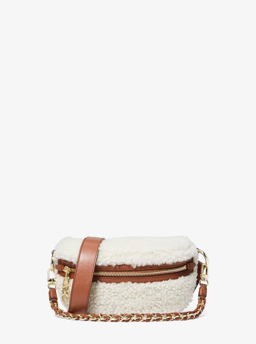 Michael Kors Slater Extra-Small Shearling Sling Pack Umhängetasche Damen Beige | FBZOCG094