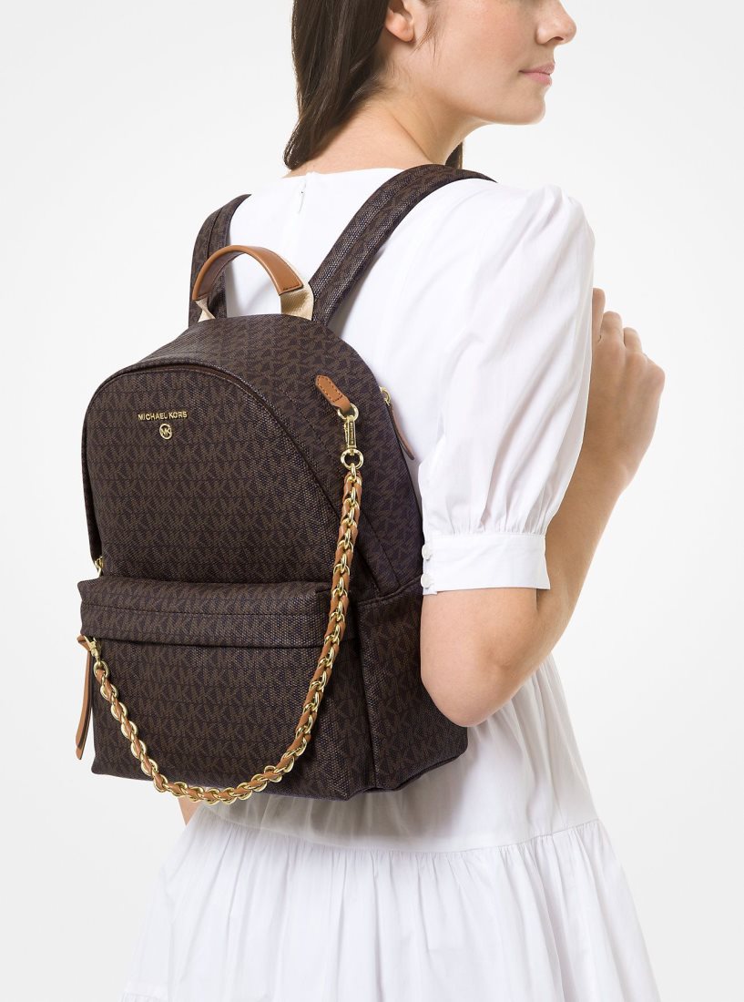 Michael Kors Slater Medium Logo Backpack Rucksäcke Damen Brn/Acorn | UEWNMV241
