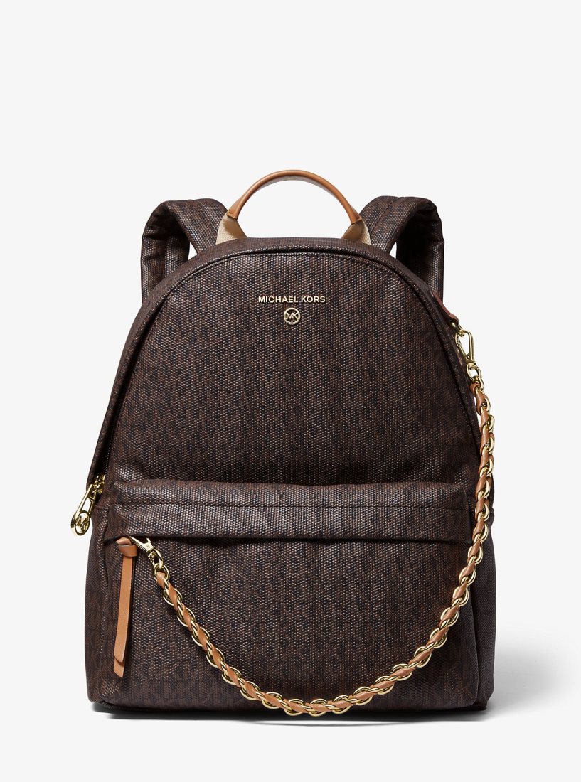 Michael Kors Slater Medium Logo Backpack Rucksäcke Damen Brn/Acorn | UEWNMV241