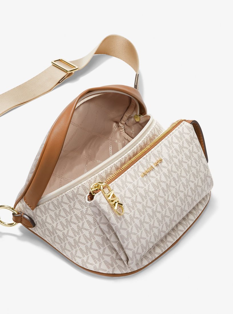 Michael Kors Slater Medium Signature Logo Sling Pack Umhängetasche Damen Hellgelb | ZGXVON712