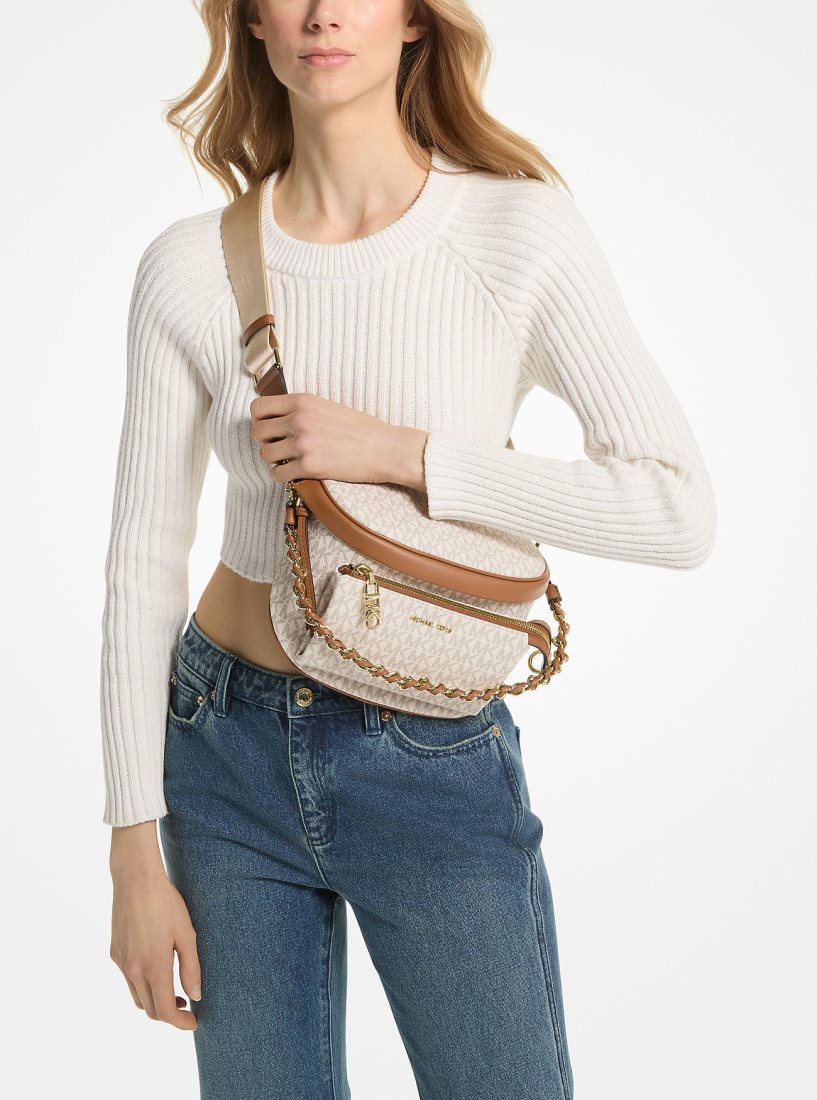 Michael Kors Slater Medium Signature Logo Sling Pack Umhängetasche Damen Hellgelb | ZGXVON712
