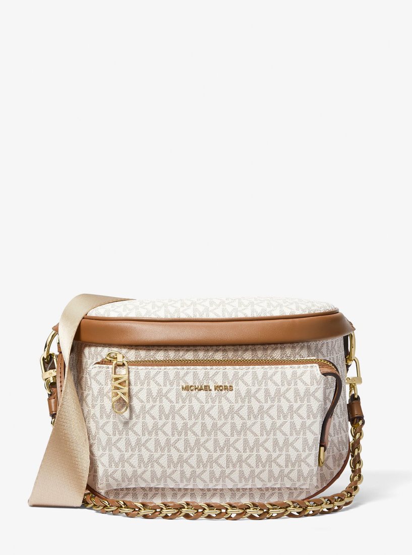 Michael Kors Slater Medium Signature Logo Sling Pack Umhängetasche Damen Hellgelb | ZGXVON712