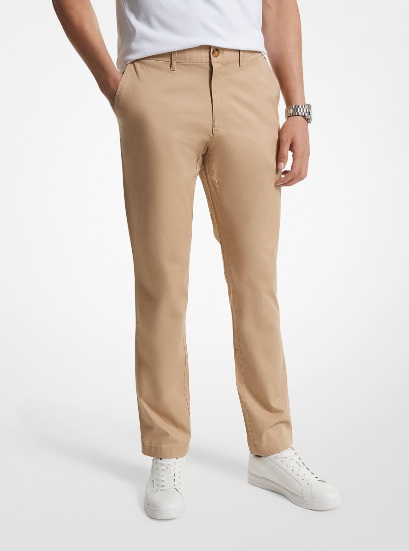 Michael Kors Slim-Fit Cotton Blend Chino Pants Hose Herren Khaki | SKUQJZ240