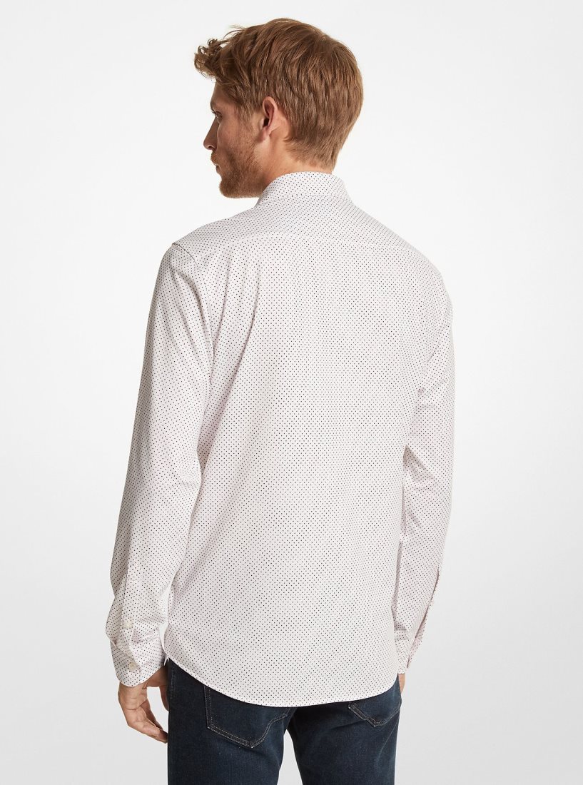 Michael Kors Slim-Fit Printed Stretch Shirt Hemd Herren Weiß | QEAYGR786