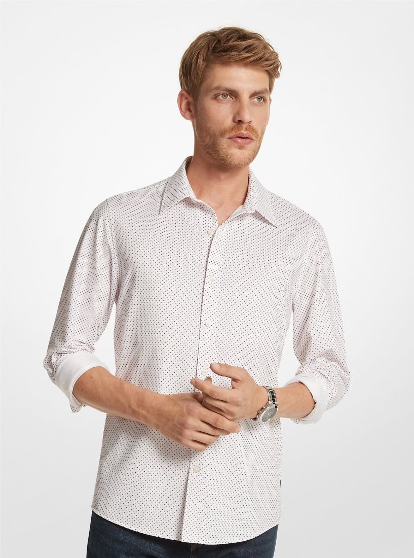 Michael Kors Slim-Fit Printed Stretch Shirt Hemd Herren Weiß | QEAYGR786