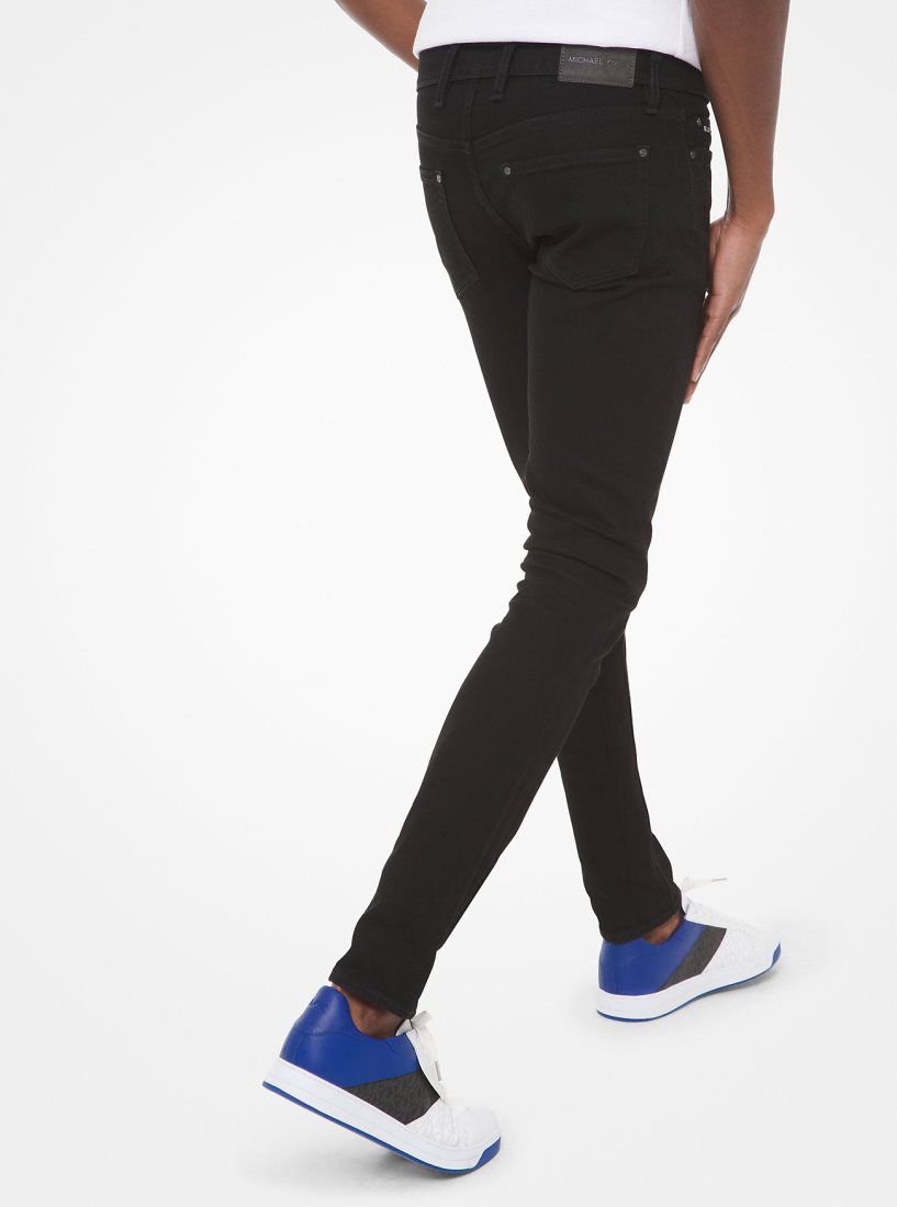 Michael Kors Slim-Fit Stretch-Cotton Jeans Hose Herren Schwarz Schwarz | KLVNJX983