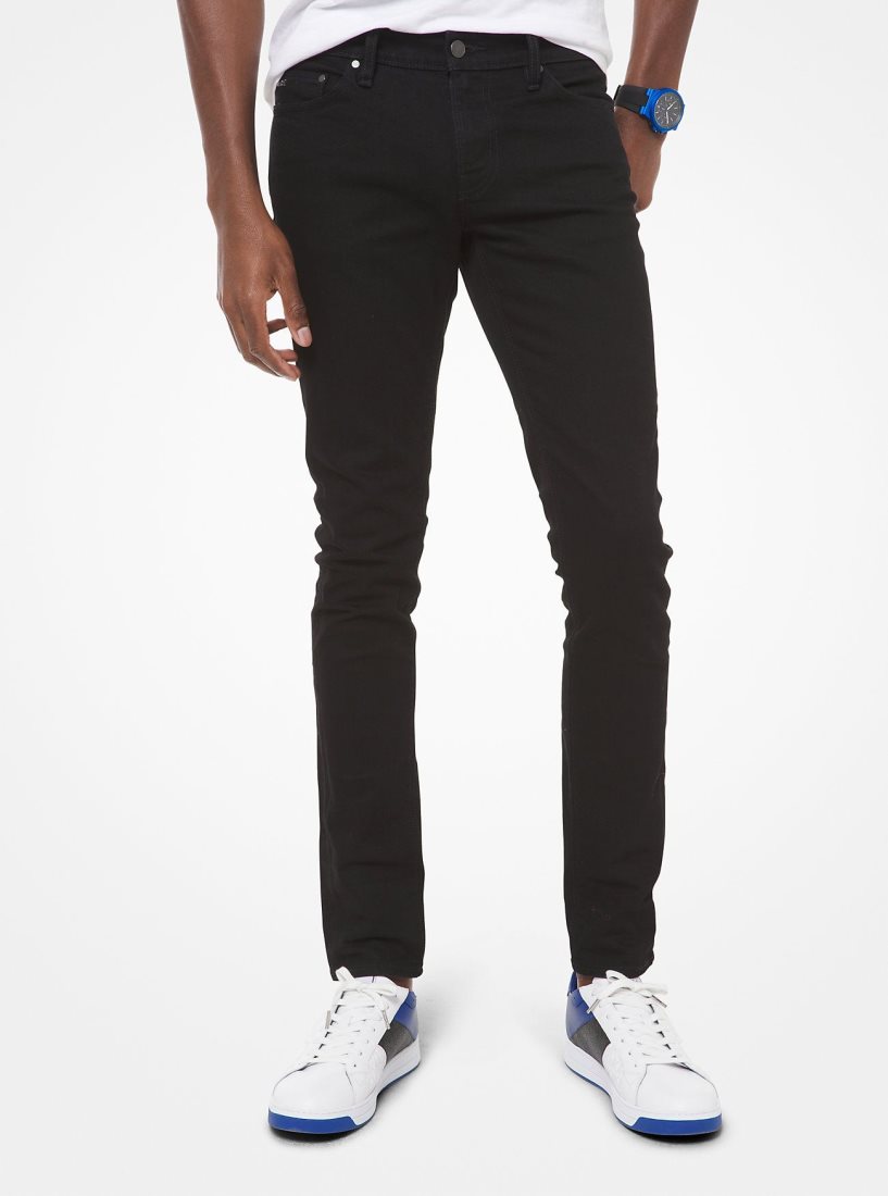 Michael Kors Slim-Fit Stretch-Cotton Jeans Hose Herren Schwarz Schwarz | KLVNJX983