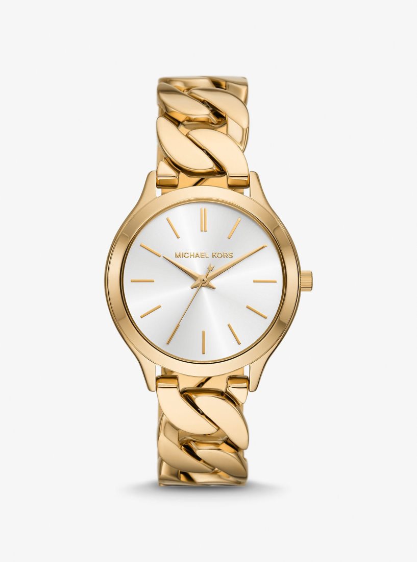 Michael Kors Slim Runway Gold-Tone Curb-Link Watch Gold-tone Damen Gold | IRTLYD816
