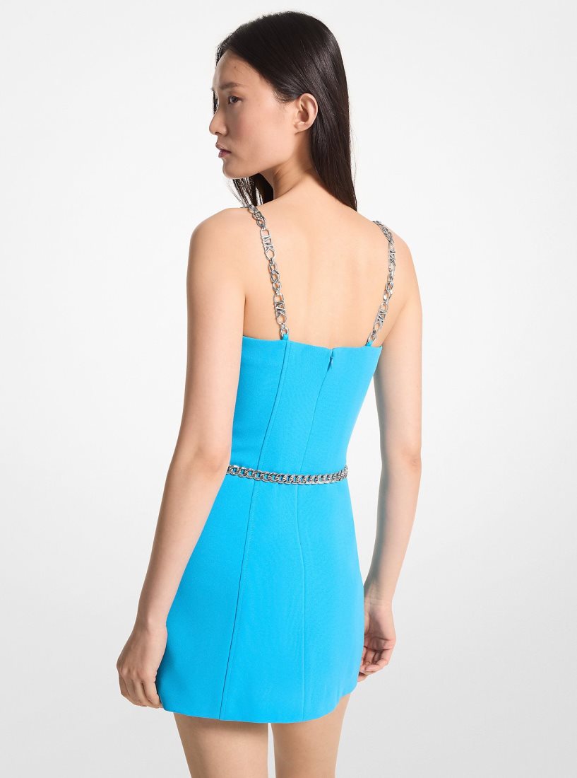Michael Kors Stretch Crepe Belted Mini Dress Kleid Damen Blau | SUIGRC865