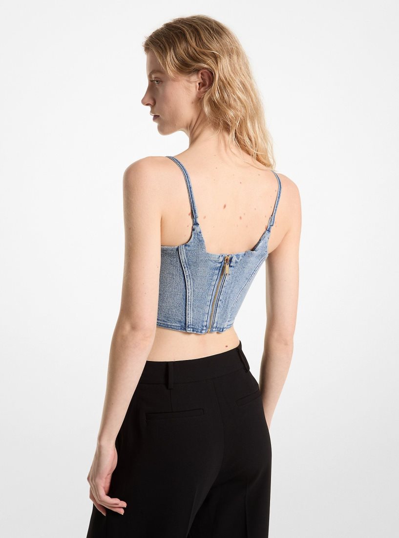 Michael Kors Stretch Denim Bustier Top Oberteile Damen Blau Waschen | ZSXVGL315