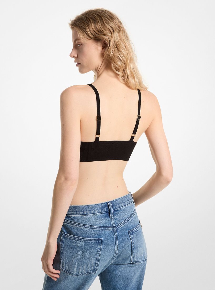 Michael Kors Stretch Knit Bra Top Oberteile Damen Schwarz | SXOEVA760