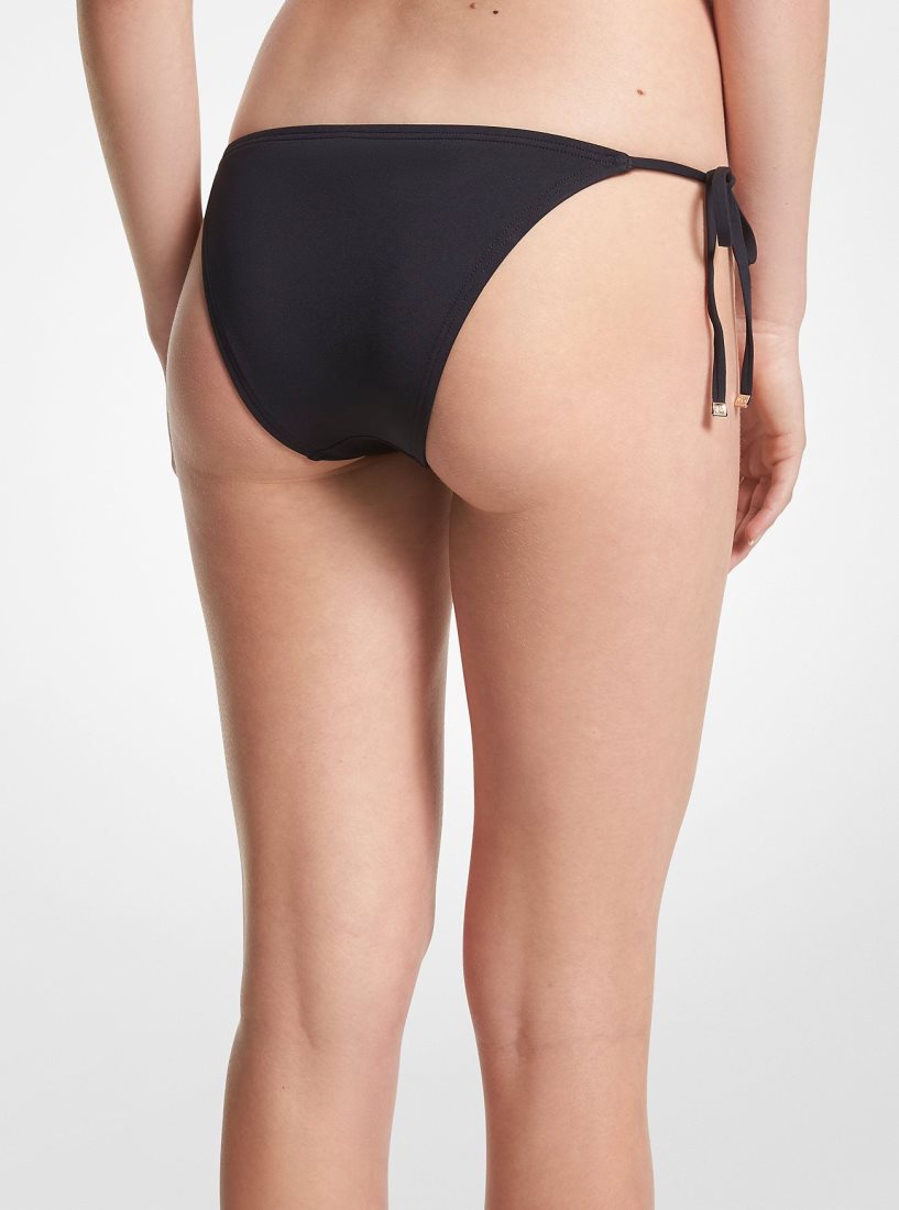 Michael Kors Stretch Nylon Bikini Bottom Bademode Damen Schwarz | GJUSQY574