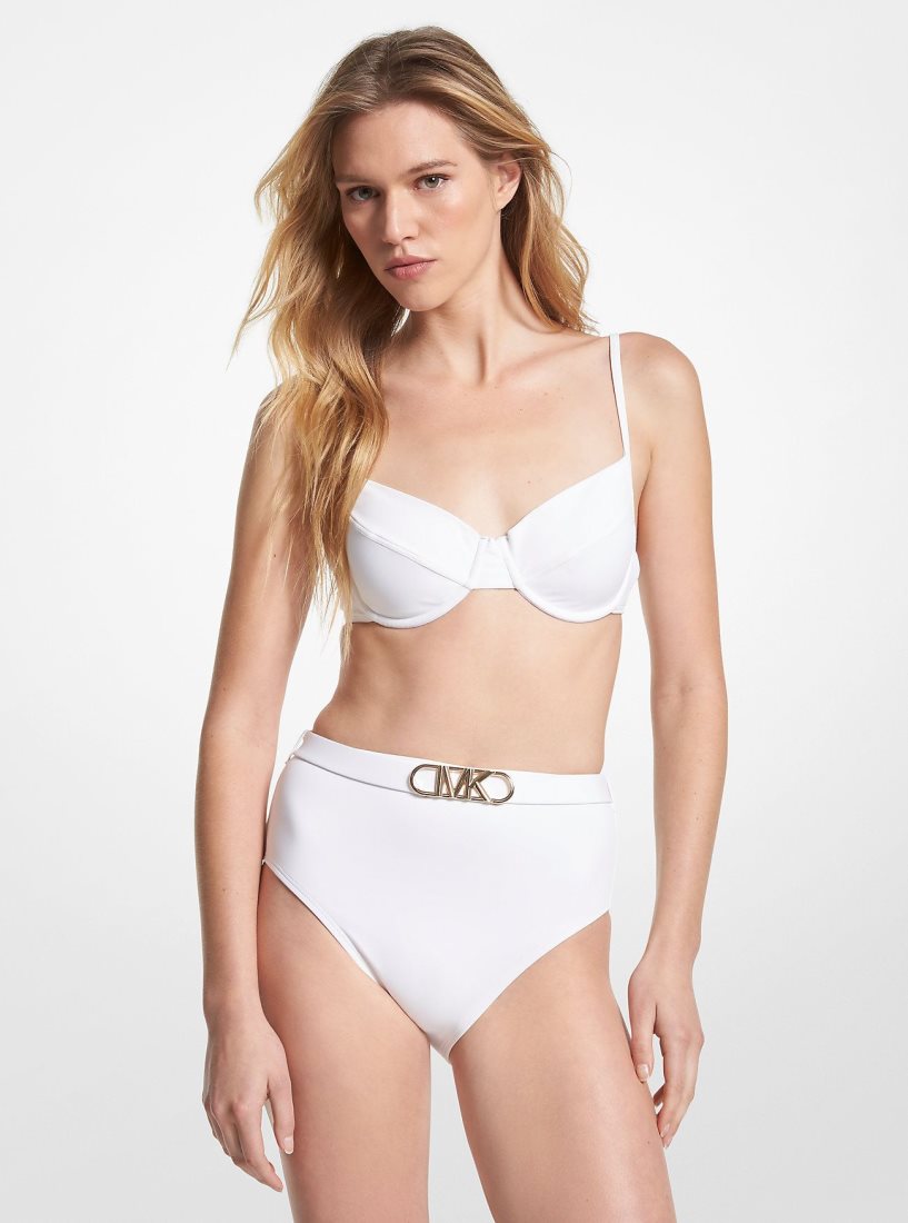 Michael Kors Stretch Nylon Underwire Bikini Top Bademode Damen Weiß | DGCJLN082