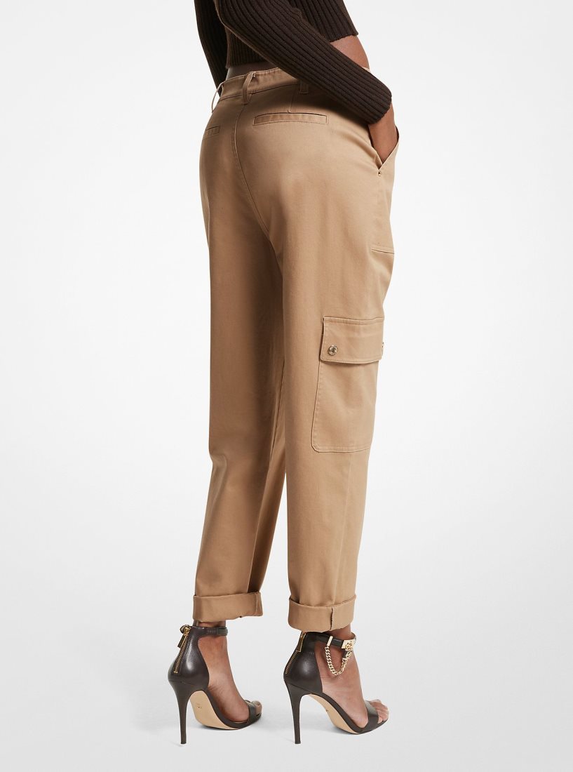 Michael Kors Stretch Organic Cotton Cargo Pants Hose Damen Dunkelbraun | FQXVHA167