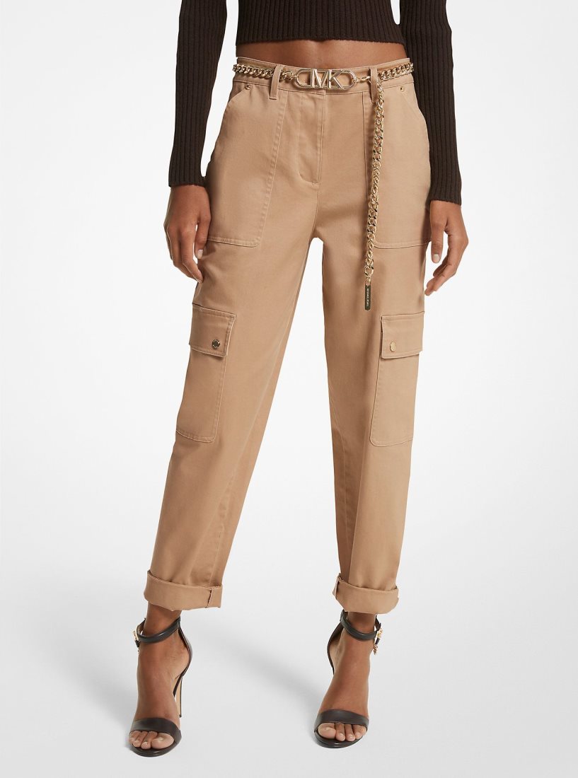 Michael Kors Stretch Organic Cotton Cargo Pants Hose Damen Dunkelbraun | FQXVHA167