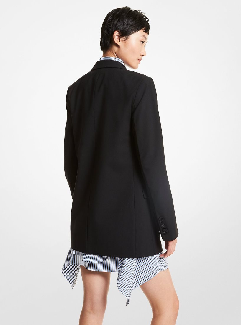Michael Kors Stretch Wool Boyfriend Blazer Jacken Damen Schwarz | NRIDWL673
