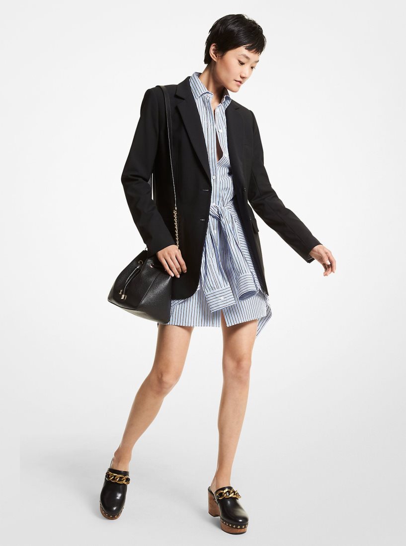 Michael Kors Stretch Wool Boyfriend Blazer Jacken Damen Schwarz | NRIDWL673