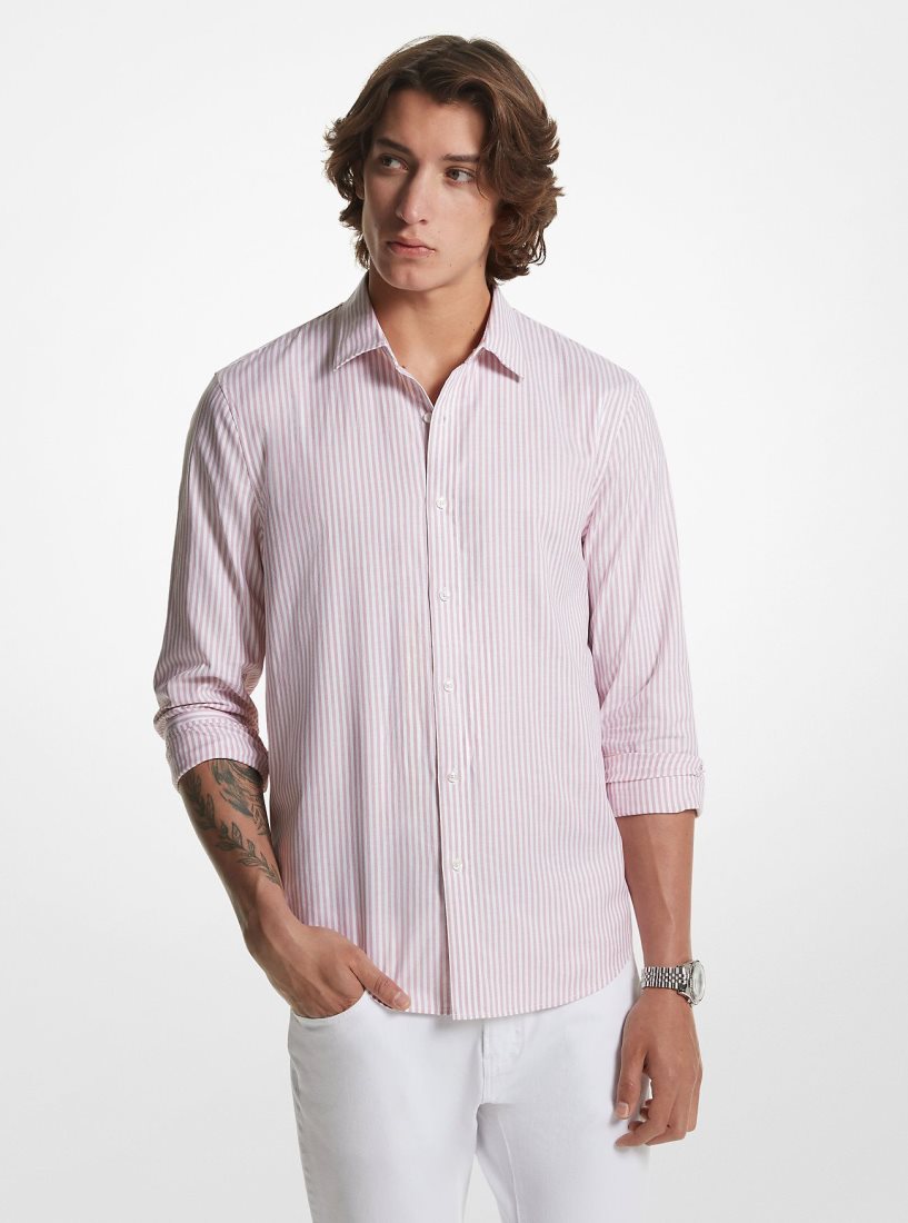 Michael Kors Striped Stretch Cotton Oxford Shirt Hemd Herren Rosa | GRLXBU738